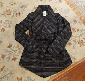 Black Striped Women's Blazer with Belt
